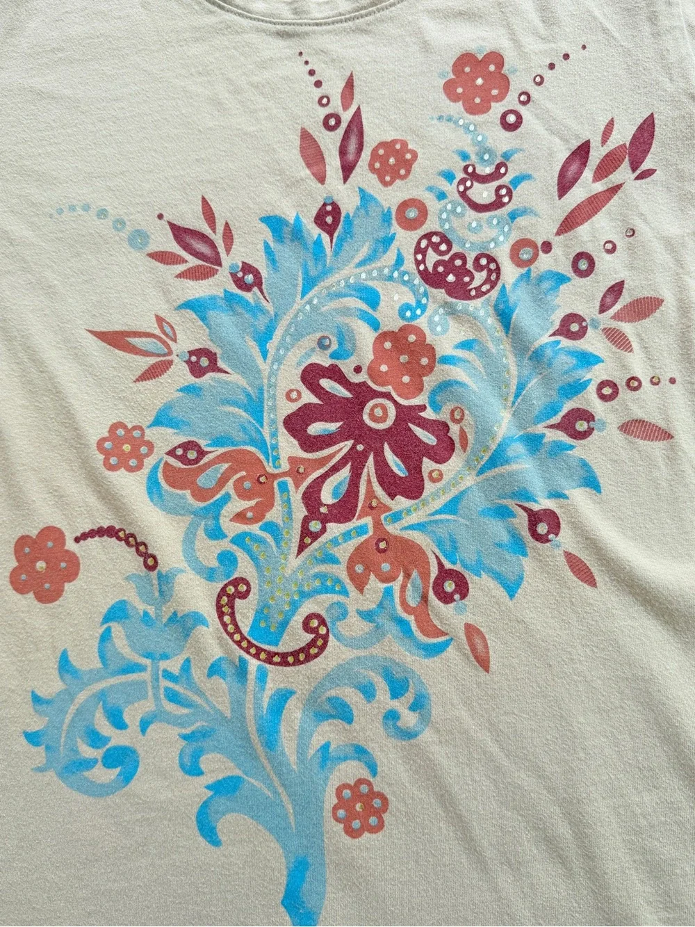 White Stag crew neck tee women Large 12/14 cotton Whimsy Ethereal fairy floral - Picture 7 of 10